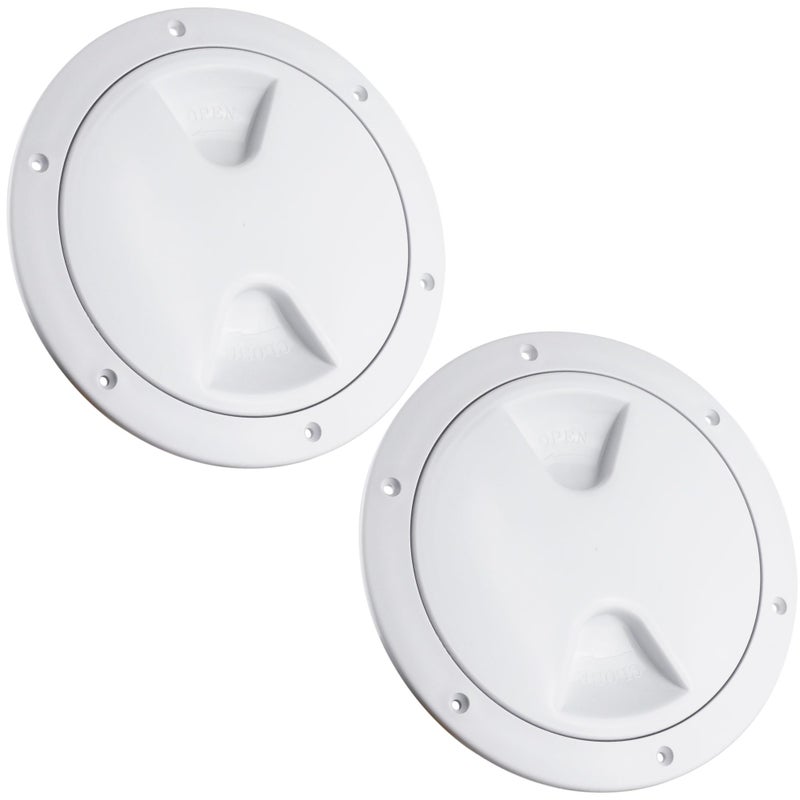 Five Oceans 6" Boat Hatch, 2-Pack Marine Access Hatch, Round Inspection Deck Plate Hatch with Detachable Cover, UV Resistant ABS White Plastic, for Pontoon, Fishing Boat, Bass Boat, Yacht - FO85-M2 - Image 1